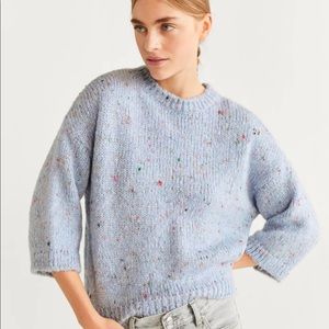 Never worn Mango blue/ multi color trendy sweater